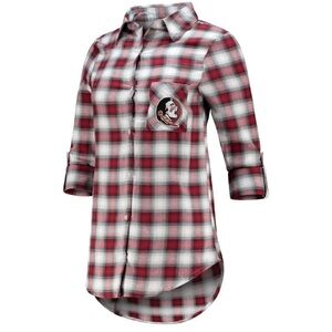 Florida State FSU Seminoles Plaid Flannel Long Sleeve Button Down Shirt NWT